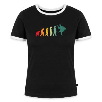 Judo evolution judo fighters martial arts - Women's Ringer T-Shirt - black/white - Front - Selfina (174cm)