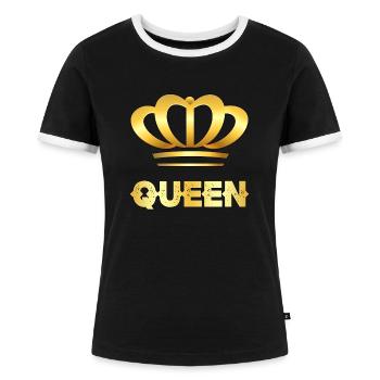 Königin Krone der Königin, Kleidung für Paare - Frauen Kontrast-T-Shirt - Schwarz/Weiß - Vorne - Selfina (174cm)
