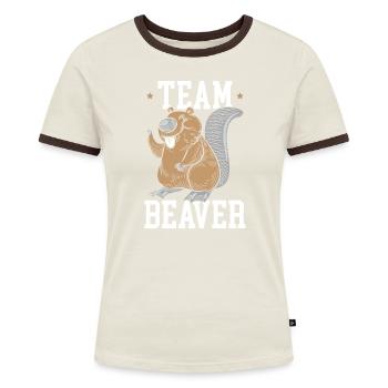 Team Biberflüsterer Wildtier Nagetier - Frauen Kontrast-T-Shirt - Blau/Weiß - Vorne