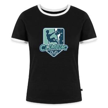 Climbing Logo Speedklettern Alpinklettern Kraxler - Frauen Kontrast-T-Shirt - Schwarz/Weiß - Vorne - Selfina (174cm)