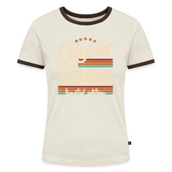 Original 1981 Jahrgang - 1981 Geburtstagsgeschenk - Frauen Kontrast-T-Shirt - Blau/Weiß - Vorne