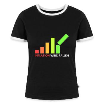 Inflation wird fallen - Frauen Kontrast-T-Shirt - Schwarz/Weiß - Vorne - Selfina (174cm)
