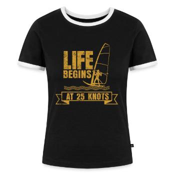 Windsurfen - Frauen Kontrast-T-Shirt - Schwarz/Weiß - Vorne - Selfina (174cm)