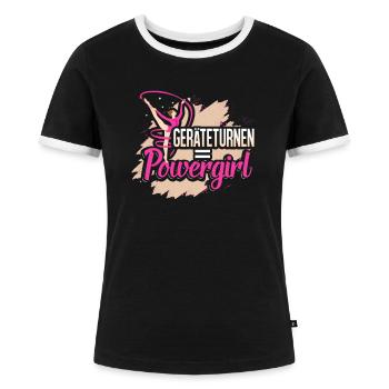 Geräteturnen Gymnastics - Frauen Kontrast-T-Shirt - Schwarz/Weiß - Vorne - Selfina (174cm)