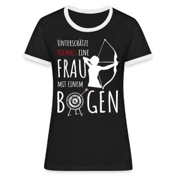 Bogenschießen Bogenschütze - Frauen Kontrast-T-Shirt - Schwarz/Weiß - Vorne - Selfina (174cm)