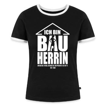 Bauherr Bauherrin - Frauen Kontrast-T-Shirt - Schwarz/Weiß - Vorne - Selfina (174cm)