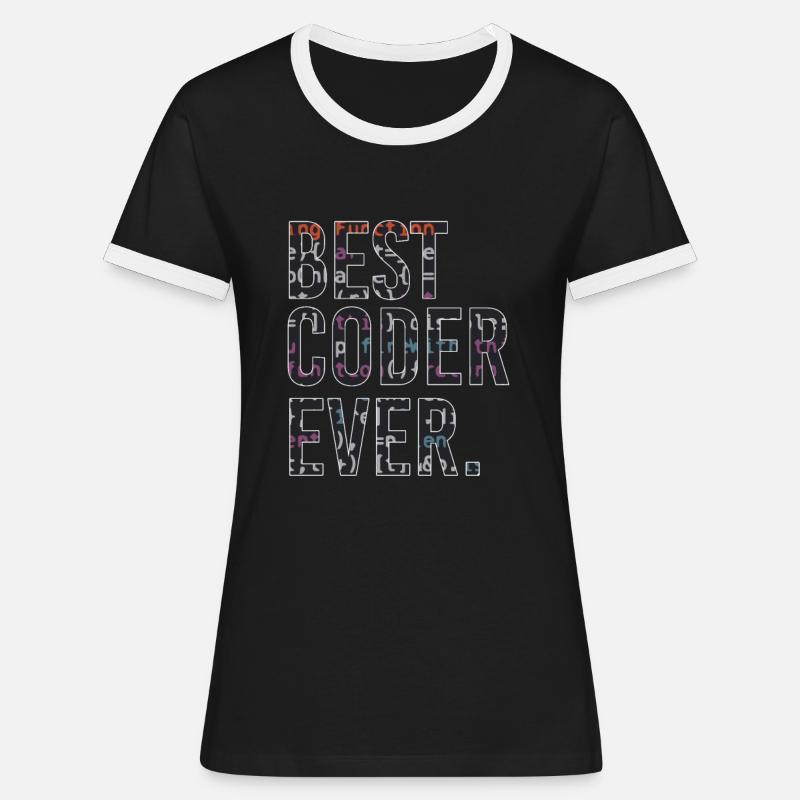 Bester Programmierer Coden Coder - Frauen Kontrast-T-Shirt - Schwarz/Weiß