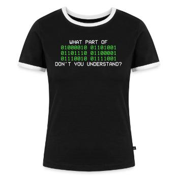 Binary code programmer informatics binary - Women's Ringer T-Shirt - black/white - Front - Selfina (174cm)