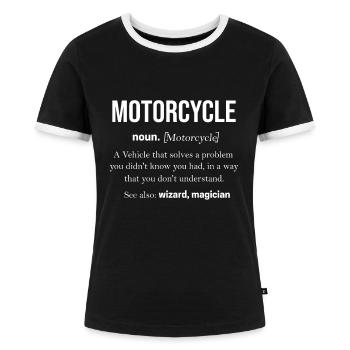 Motorcycle - Women's Ringer T-Shirt - black/white - Front - Selfina (174cm)