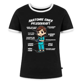 Anatomie einer Pflegekraft - Frauen Kontrast-T-Shirt - Schwarz/Weiß - Vorne - Selfina (174cm)