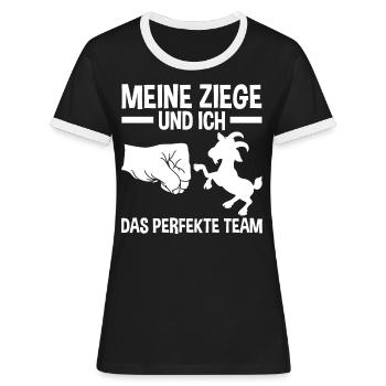 Landwirt Bauer Ziege Ziegen - Frauen Kontrast-T-Shirt - Schwarz/Weiß - Vorne - Selfina (174cm)
