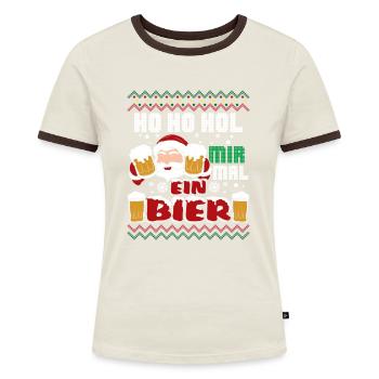 Ho Ho Hol mir mal Bier - Frauen Kontrast-T-Shirt - Blau/Weiß - Vorne