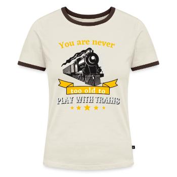Jamais trop vieux pour les locomotives à vapeur de modélisme ferroviaire - T-shirt contrasté Femme - bleu/blanc - Devant