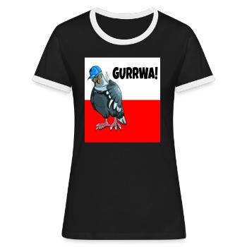 .Polnischer Gurrwa Kurwa Spruch Polnisch sprechen - Frauen Kontrast-T-Shirt - Schwarz/Weiß - Vorne - Selfina (174cm)