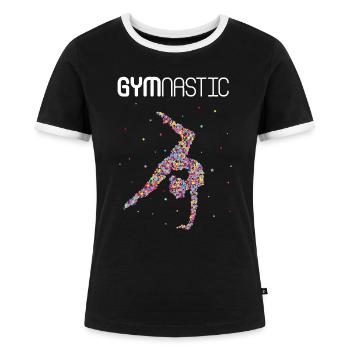 Turnerin Trainerin Bodenturnen Gymnastik - Frauen Kontrast-T-Shirt - Schwarz/Weiß - Vorne - Selfina (174cm)