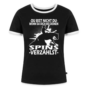 Western Reining - Westernreiten - Westernpferd - Frauen Kontrast-T-Shirt - Schwarz/Weiß - Vorne - Selfina (174cm)