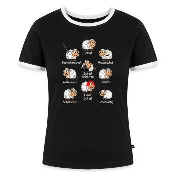 Lustige Schafe - Frauen Kontrast-T-Shirt - Schwarz/Weiß - Vorne - Selfina (174cm)
