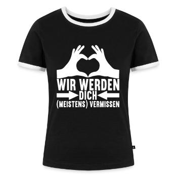 Abschiedsgeschenk Jobwechsel Kollege - Frauen Kontrast-T-Shirt - Schwarz/Weiß - Vorne - Selfina (174cm)