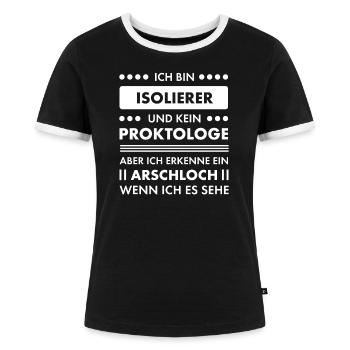Isolierer I Isolierfacharbeiter oder - Frauen Kontrast-T-Shirt - Schwarz/Weiß - Vorne - Selfina (174cm)