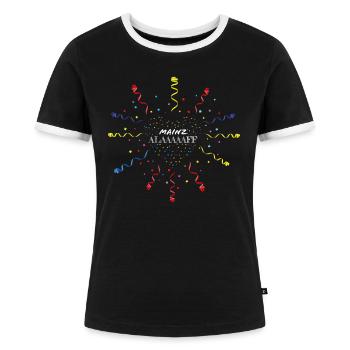 Mainz Alaaf Karneval Fasching Fasnacht Konfetti - Frauen Kontrast-T-Shirt - Schwarz/Weiß - Vorne - Selfina (174cm)