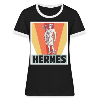 Hermes Griechenland Gott Griechische Mythologie An - Frauen Kontrast-T-Shirt - Schwarz/Weiß - Vorne - Selfina (174cm)