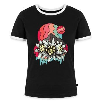 Herbst Alpen Wandern Berge Edelweiss Wandern Schwe - Frauen Kontrast-T-Shirt - Schwarz/Weiß - Vorne - Selfina (174cm)