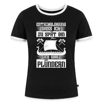 Wikinger Nordische Mythologie - Frauen Kontrast-T-Shirt - Schwarz/Weiß - Vorne - Selfina (174cm)