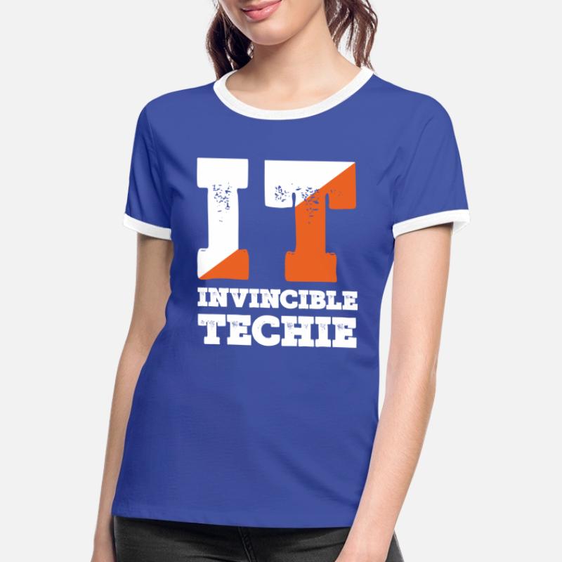 Invincible Techie Computer Programmer Tech Women's Ringer T-Shirt
