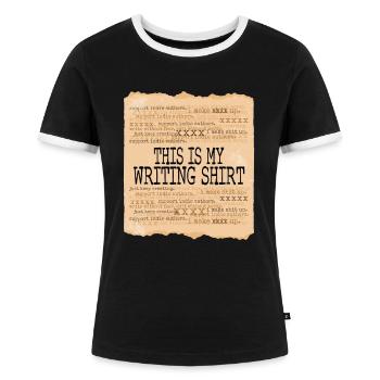 Auteur Écrivain Écrivain - T-shirt contrasté Femme - noir/blanc - Devant - Selfina (174cm)