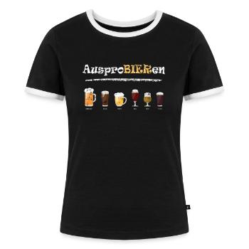 Frühschoppen AusproBIERen - Frauen Kontrast-T-Shirt - Schwarz/Weiß - Vorne - Selfina (174cm)