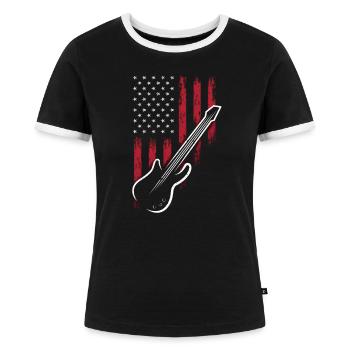 Gitarre - Gitarrist - Frauen Kontrast-T-Shirt - Schwarz/Weiß - Vorne - Selfina (174cm)