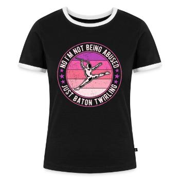 Juste bâton tournoyant tige tournante - T-shirt contrasté Femme - noir/blanc - Devant - Selfina (174cm)