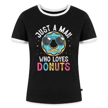 Nur Ein Mann, Der Donuts Liebt Donut Donut - Frauen Kontrast-T-Shirt - Schwarz/Weiß - Vorne - Selfina (174cm)