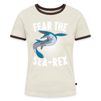 Mosasaurus Dinosaurier - Frauen Kontrast-T-Shirt - Blau/Weiß - Vorne