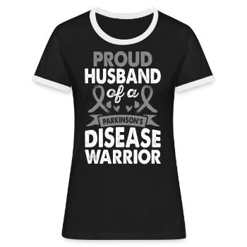 Ehemann Der Parkinson-krankheit Krieger - Frauen Kontrast-T-Shirt - Schwarz/Weiß - Vorne - Selfina (174cm)