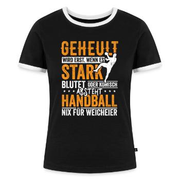 Handball nix für Weicheier - Frauen Kontrast-T-Shirt - Schwarz/Weiß - Vorne - Selfina (174cm)