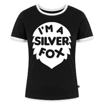 Je suis un renard argenté élégant et expérimenté - T-shirt contrasté Femme - noir/blanc - Devant - Selfina (174cm)