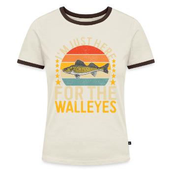 Walleye Fishing Angler - Women's Ringer T-Shirt - blue/white - Front