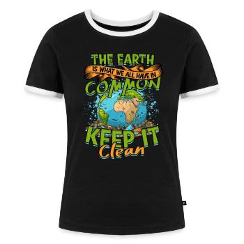 Environmentalist Environmental Protection - Women's Ringer T-Shirt - black/white - Front - Selfina (174cm)