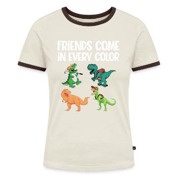 Dinosaurier Dino Prähistorische Zukunft - Frauen Kontrast-T-Shirt - Blau/Weiß - Vorne