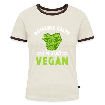 Romaine Calm I'm just vegan, vegetarian, - Women's Ringer T-Shirt - blue/white - Front