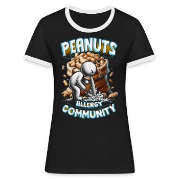 Erdnussallergie Peanuts Allergy Community - Frauen Kontrast-T-Shirt - Schwarz/Weiß - Vorne - Selfina (174cm)