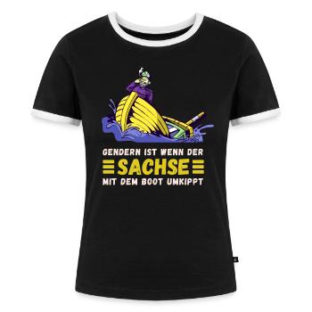 Gendern Tshirt Herren Damen Lustig Witzig Spruch - Frauen Kontrast-T-Shirt - Schwarz/Weiß - Vorne - Selfina (174cm)