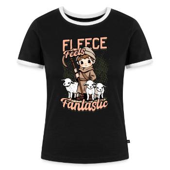 Schafhirte Schäferei Schafe Hirte - Frauen Kontrast-T-Shirt - Schwarz/Weiß - Vorne - Selfina (174cm)
