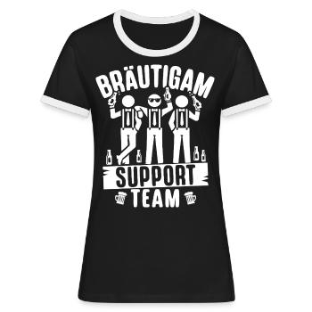Junggesellenabschied Männer T-Shirt JGA Poltern - Frauen Kontrast-T-Shirt - Schwarz/Weiß - Vorne - Selfina (174cm)