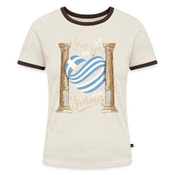 Sun and Sea Greece Holiday Ancient Ruins - Women's Ringer T-Shirt - blue/white - Front