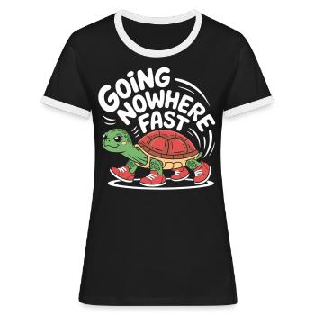 Turtle pace in style - Women's Ringer T-Shirt - black/white - Front - Selfina (174cm)