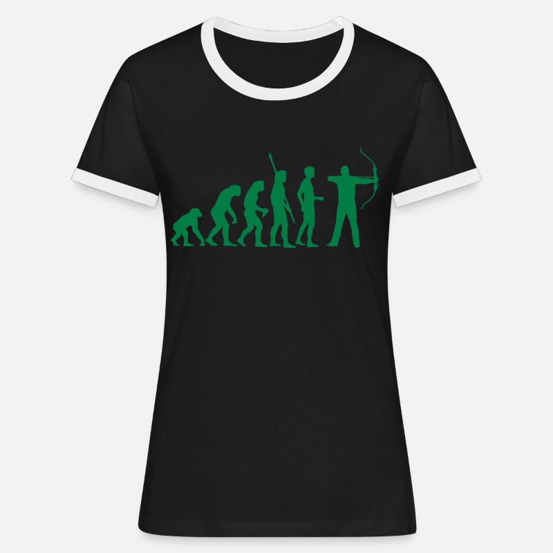 evolution_bogenschiessen - Women's Ringer T-Shirt - black/white