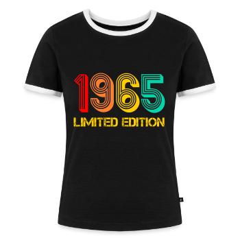 Limited Edition 1965 Année de naissance Homme Idée cadeau - T-shirt contrasté Femme - noir/blanc - Devant - Selfina (174cm)