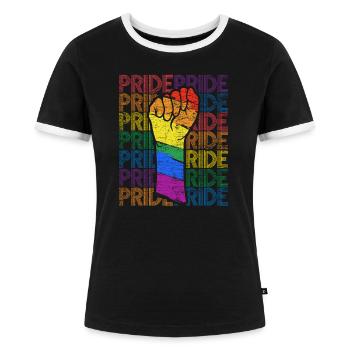 Gay Pride - Women's Ringer T-Shirt - black/white - Front - Selfina (174cm)